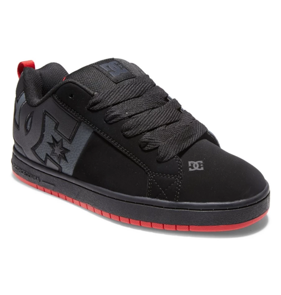 DC Shoes Men's Court Graffik Sneakers - Black/Grey/Red Athletic Shoes for Men