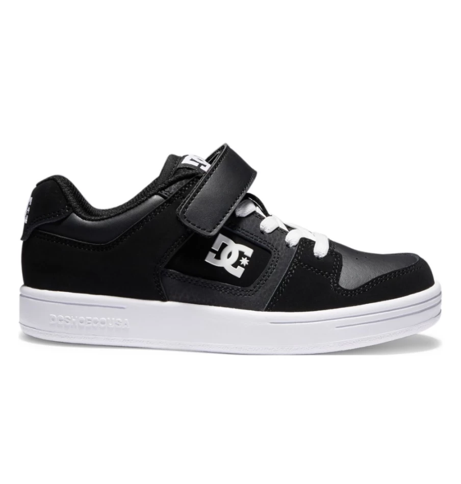 DC Shoes Kids' Manteca 4 Elastic Waist Lace Sneakers - Black/White Casual Shoes for Boys & Girls
