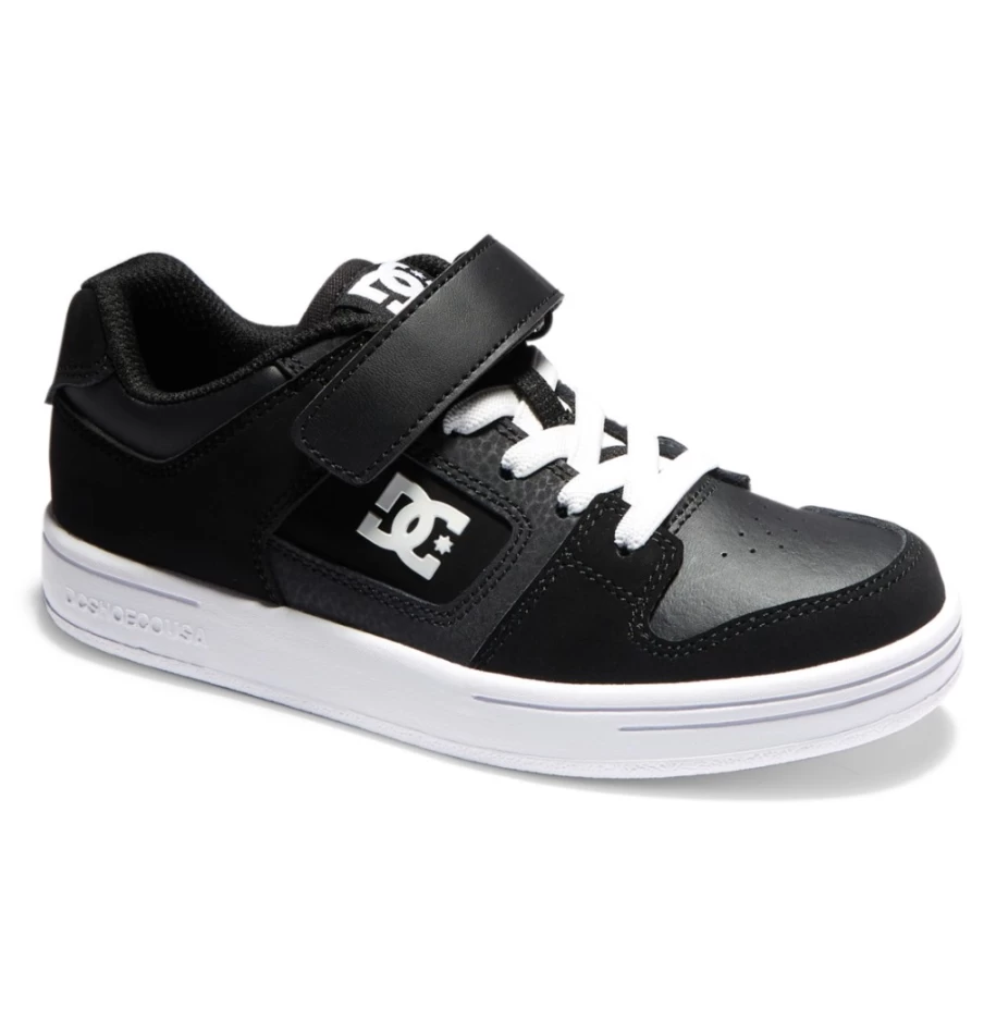 DC Shoes Kids' Manteca 4 Elastic Waist Lace Sneakers - Black/White Casual Shoes for Boys & Girls