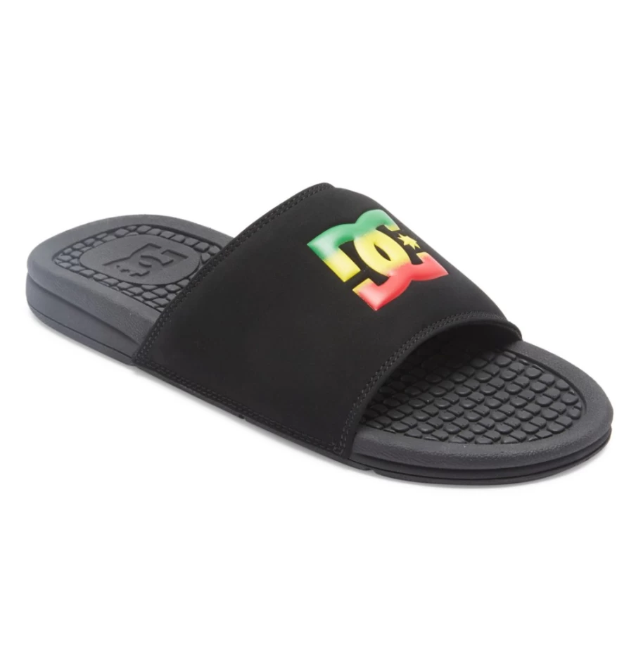 DC Shoes Men's Bolsa Slides - Black/Black/Red Sandals for Men