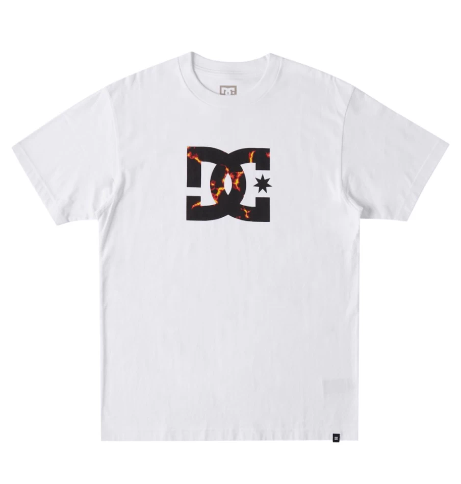 Men's DC Shoes Heritage T-Shirt - White/Fire Color Casual Tee