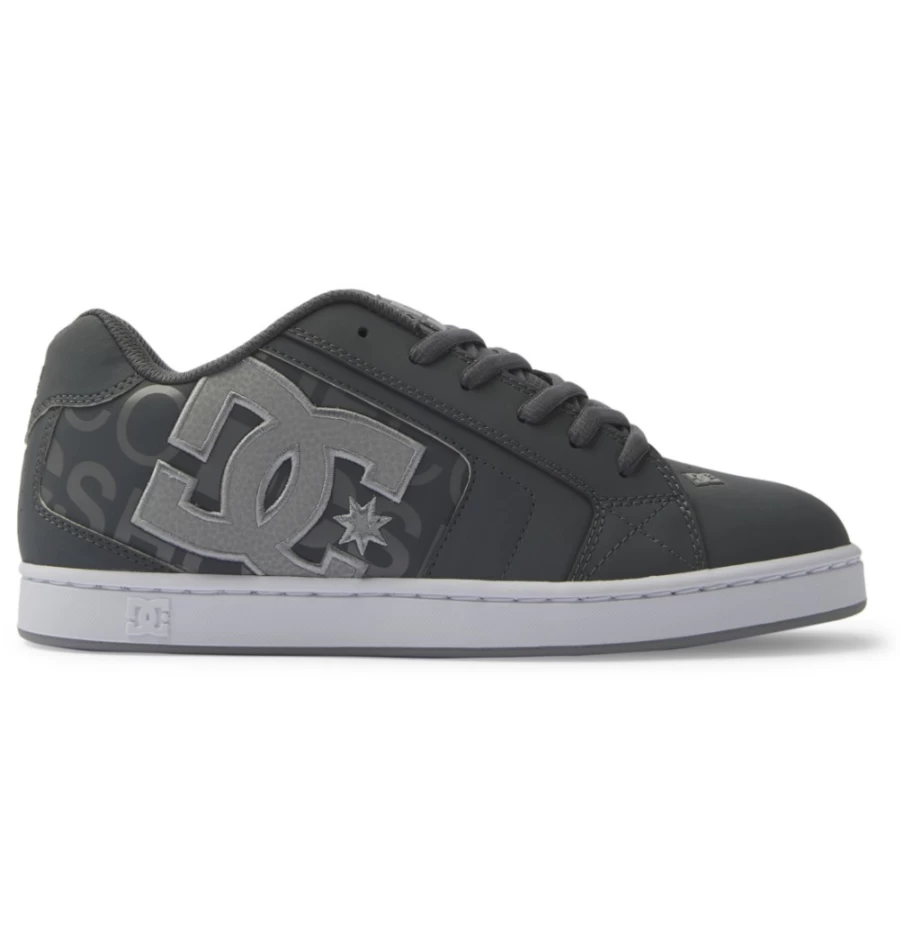DC Shoes Men's Heather Grey/White Mesh Athletic Sneakers