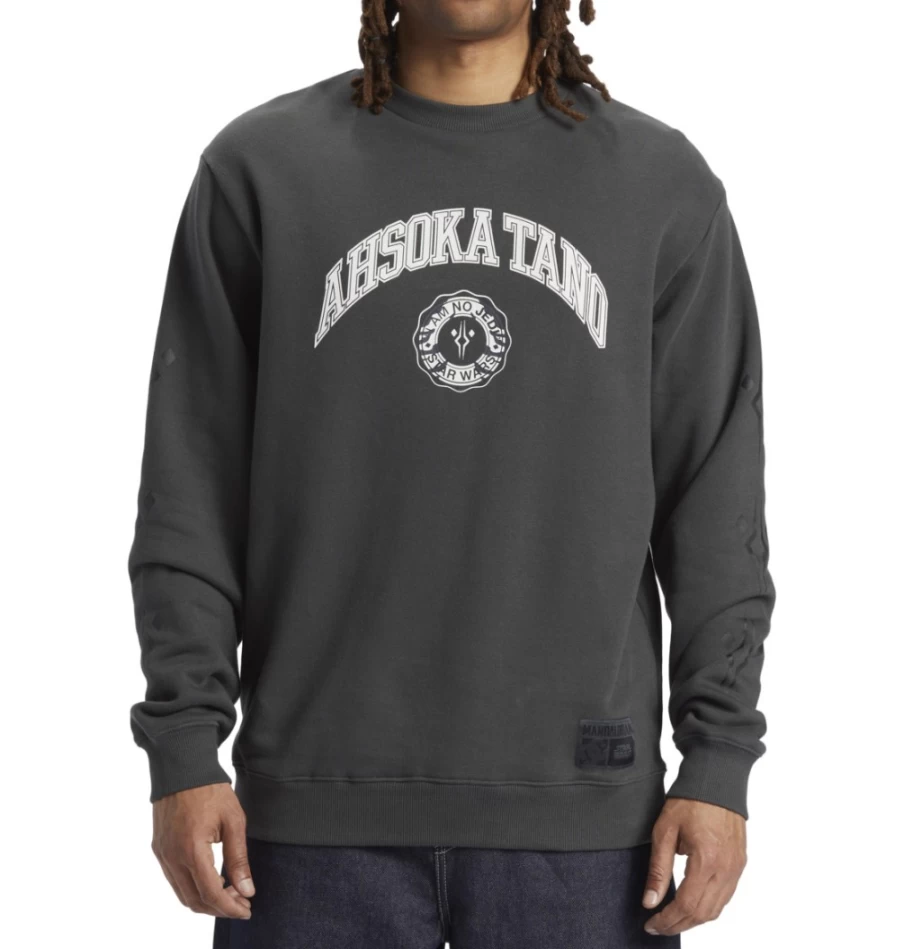 Men's DC Shoes Star Wars Ahsoka Tano Black Enzyme Wash Sweatshirt | Officially Licensed