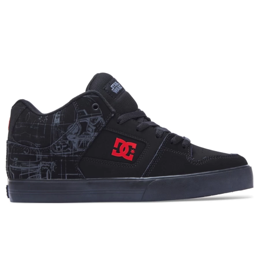 Men's DC Shoes Pure Mid Mid-Top Sneakers in Black/Red | Star Wars™ Collaboration