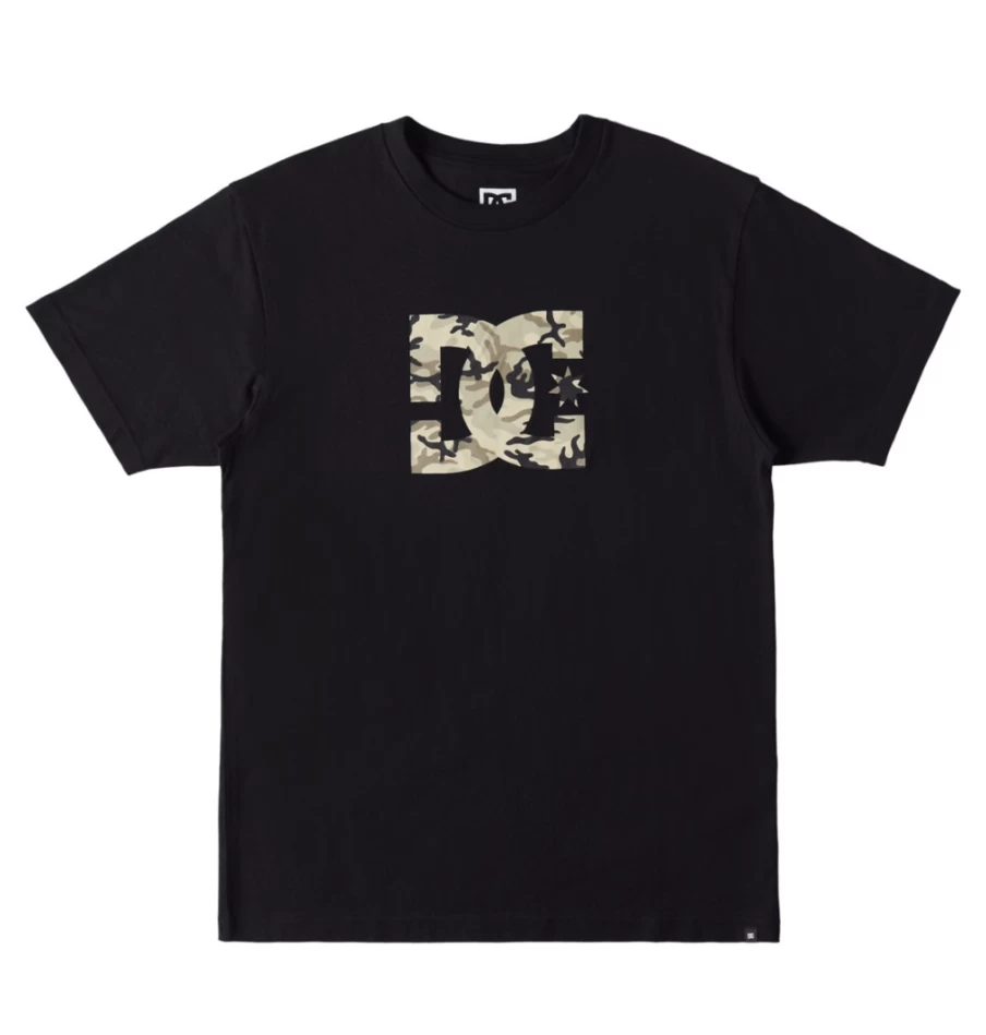 Men's DC Shoes Heritage T-Shirt - Black/Stone Camo Print Graphic Tee
