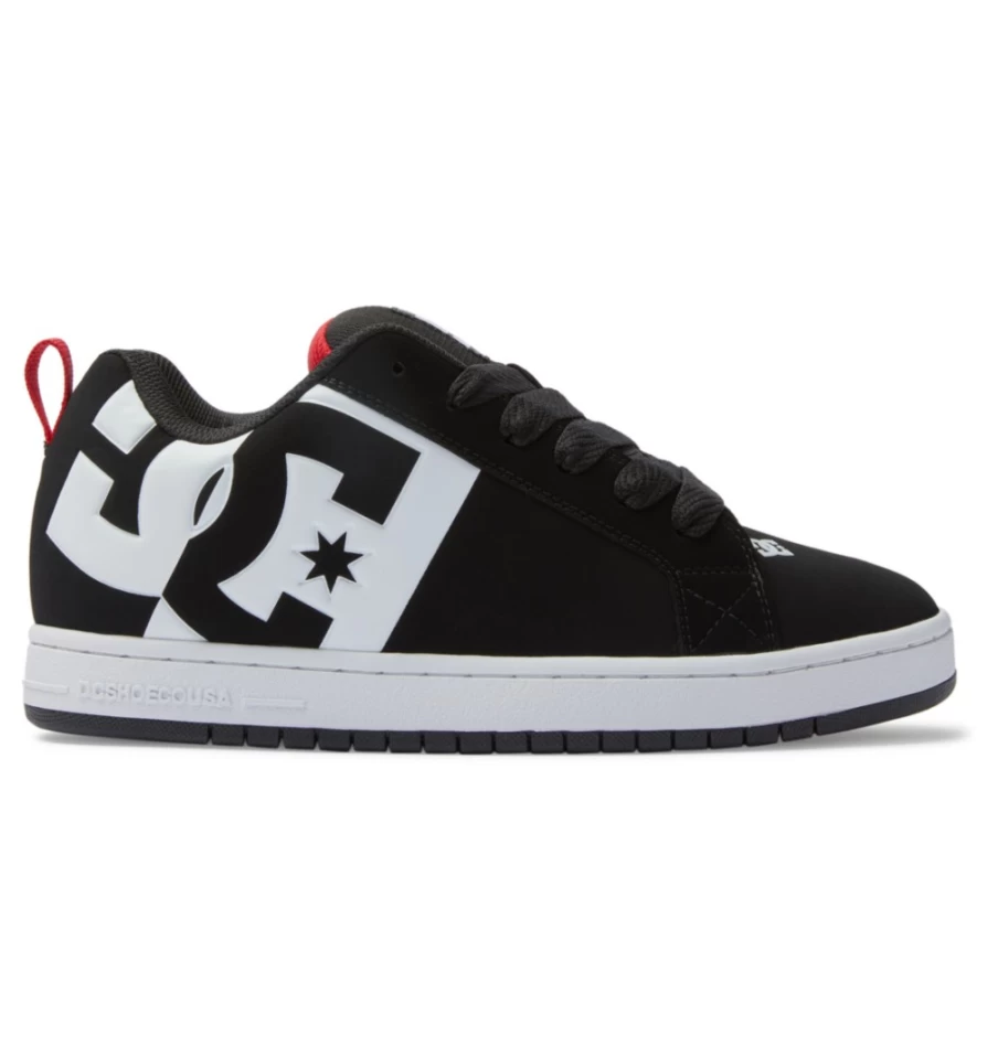 DC Shoes Men's Court Graffik Sneakers - Black/White/Red Basketball Shoes for Men