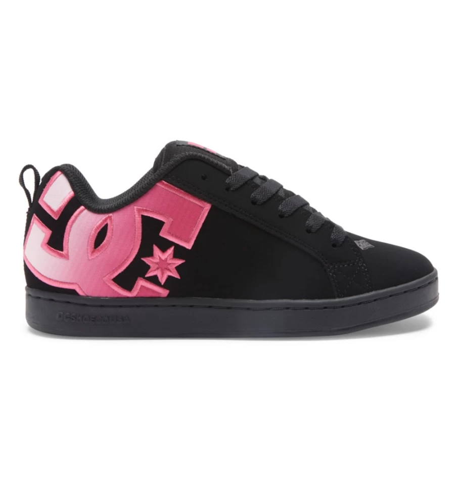 DC Shoes Women's Graffik Court Sneakers in Black Gradient - Stylish & Comfortable Tennis Shoes