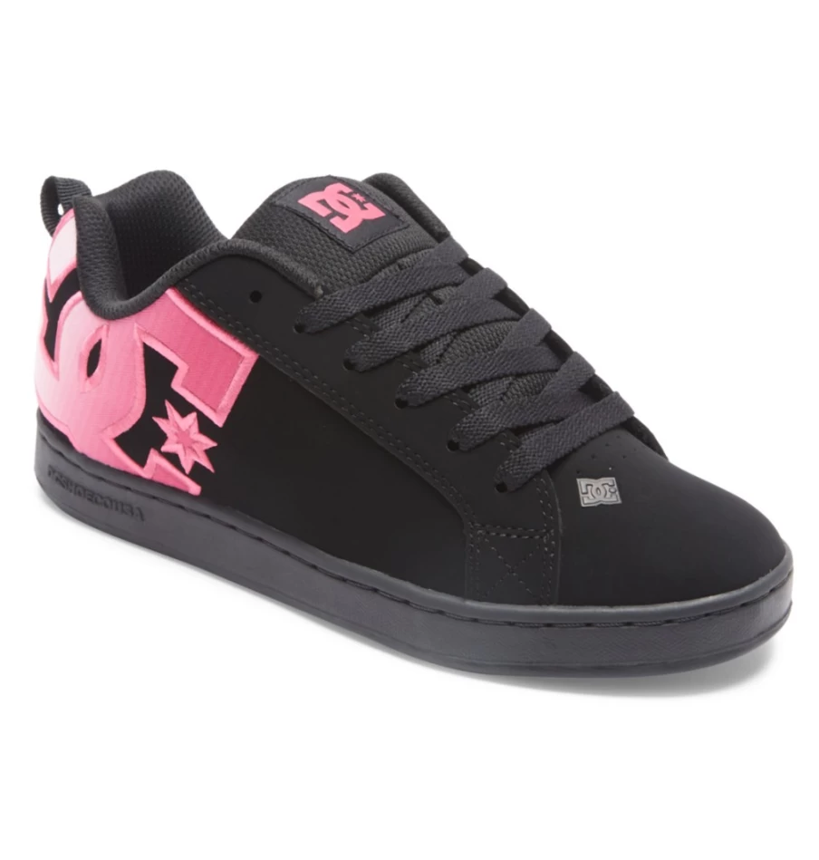 DC Shoes Women's Graffik Court Sneakers in Black Gradient - Stylish & Comfortable Tennis Shoes