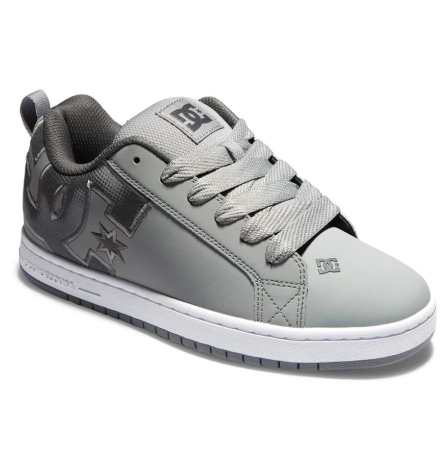 DC Shoes Men's Court Graffik Sneakers - Grey/Grey/Grey Athletic Shoes for Men