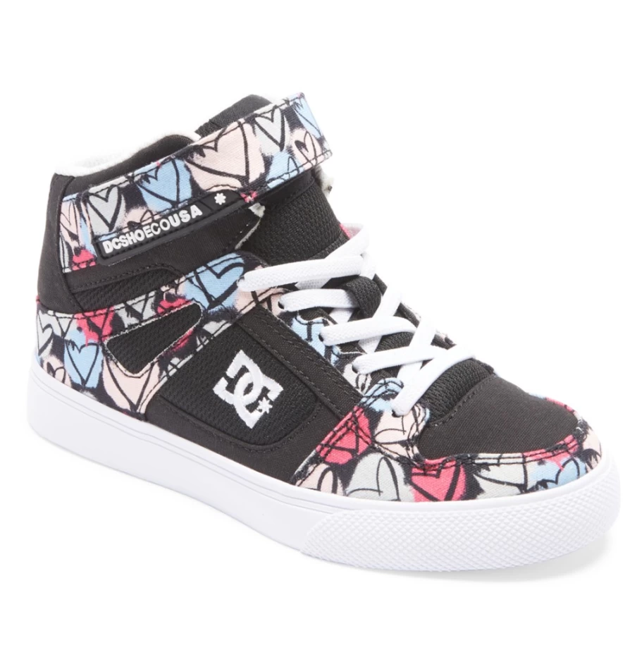 DC Shoes Kids' High Elastic Lace-Up Sneakers in Black/Multi - Flexible & Durable for Active Children