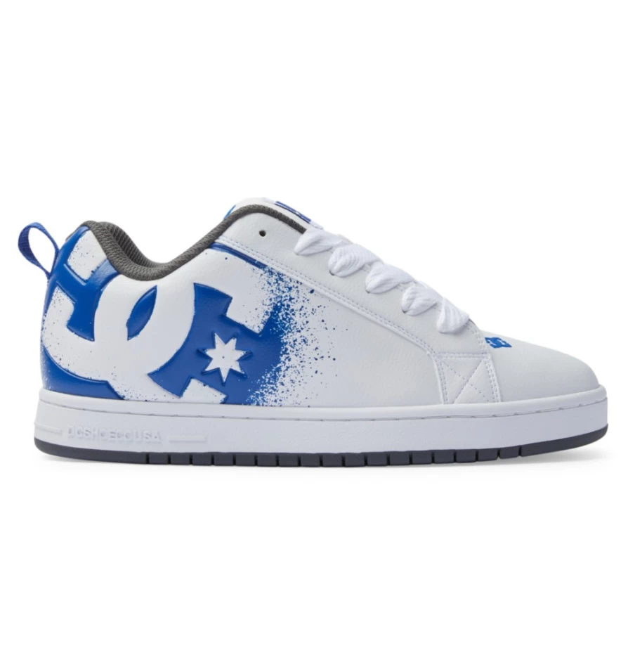 DC Shoes Men's Court Graffik Sneakers - White/Blue/Grey Athletic Shoes for Men